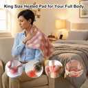 GOQO TOMO Heating Pad, 12 x 24 Inch, Pink Floral Pattern, Machine Washable, 8 Timer Settings, 12 Heat Levels, for Back Pain Relief-P01