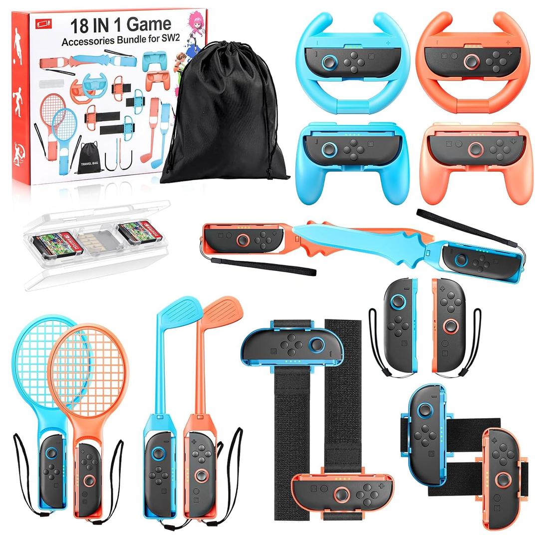 18in1 Switch 2 Sports Accessories, for Nintendo 2 2025 Switch Games,Family Party Fun Game Accessories Bundle for Kids/Adults Switch 2 Sports Games