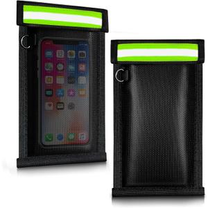 Faraday Bags for Phones and Car Keys 2 pack, Signal Blocking Pouch, Faraday Bags, Anti-Theft Faraday Cage, Fireproof & Waterproof Cell Phone Signal Blocking Bag (Green)