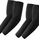 Stelle Arm Sleeves UV Sun Protection Compression Cooling Sleeves UPF 50 for Women Men Sport/Working/Tattoo Cover up (2 Pairs-black)
