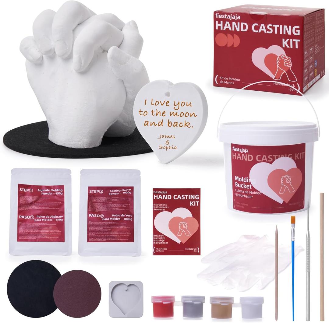 Fiestajaja Hand Casting Kit for Couples, Hand Mold Kit for Adults & Kids, Anniversary Engagement Wedding Birthday Valentine Gifts for Her or Him,Boyfriend Girlfriend
