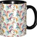 Colorful Rainbow Unicorns Mug Tea Cup Ceramic Mugs Coffee Cups with Handle Gifts for Women Men 11 OZ (Style 7)