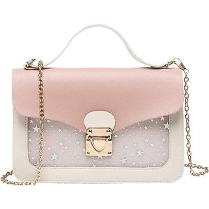 Girls Chain Shoulder Bag, Princess Handbag With Detachable Three-Layer Mezzanine - Birthday Gift (Stars Pink)