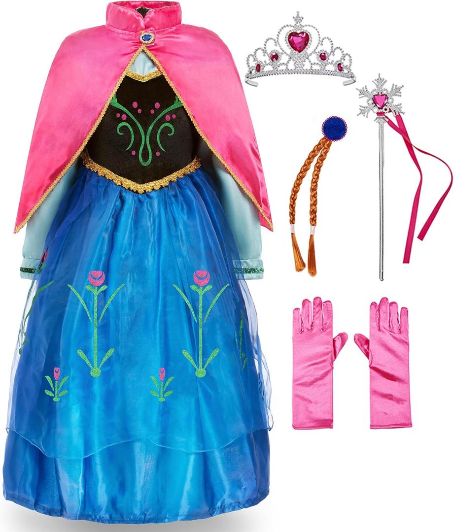 Funna Princess Costume for Toddler Girls Fancy Dress Party with Accessories (2T, Blue)