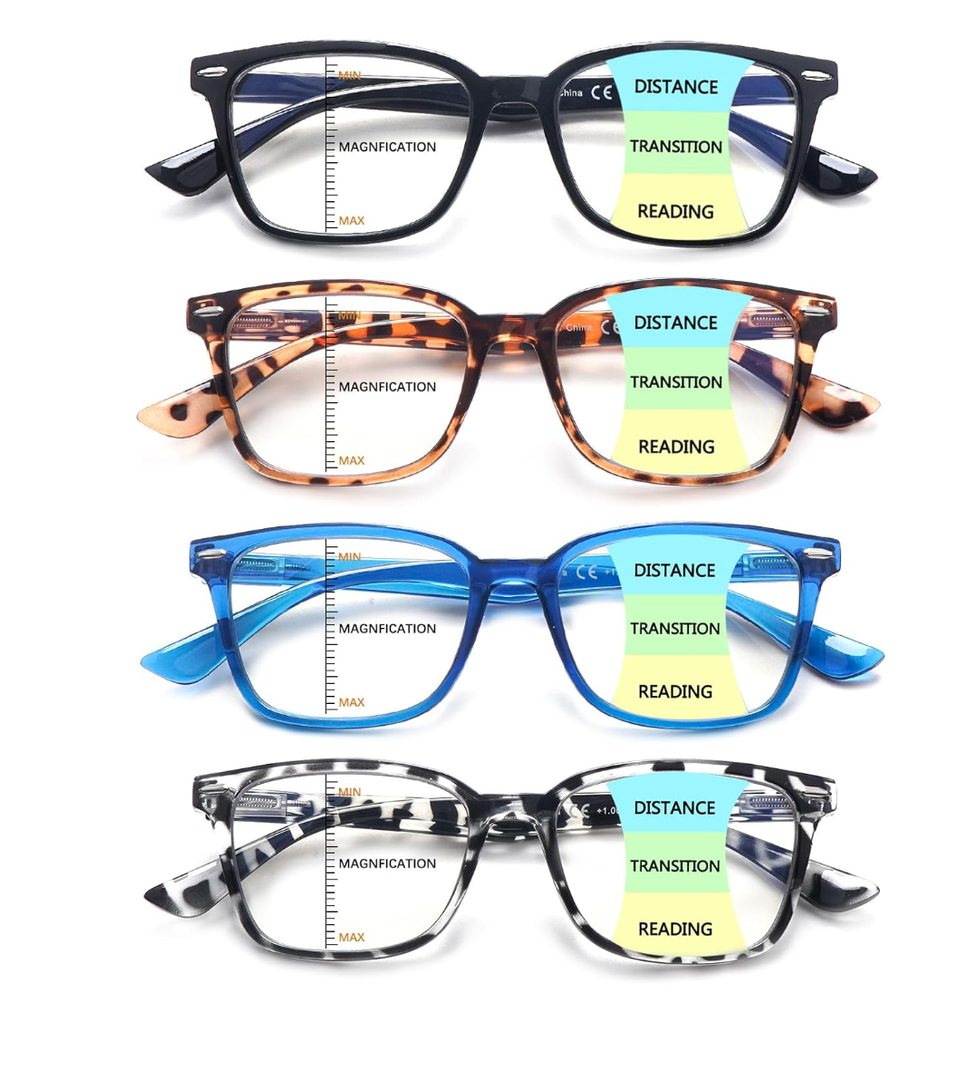 CLASAGA Progressive Multifocus Reading Glasses for Women Men, Blue Light Blocking Multifocal Computer Readers Eyeglasses 2.0x