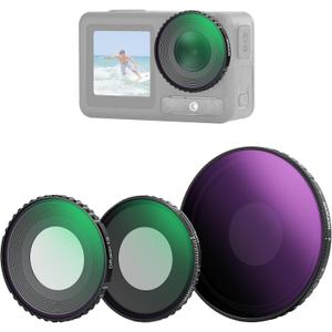 NEEWER ND Filter Kit Compatible with DJI Osmo Action 5 Pro/4, Variable ND8-32 (3-5 Stops) + CPL + Black Mist Diffusion 1/4 Screw On Filter Multicoated HD Optical Glass Action Camera Accessories, FL-52