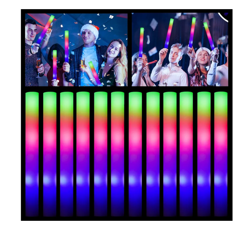 Glow Sticks Bulk - 100 Pcs LED Foam Sticks Glow in the Dark Party Supplies with 3 Modes Flashing Effect, Glow Batons Party Favors for Party Wedding Birthday Concert Halloween Christmas