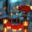 9 Pack Battery Operated Tea Light Candles with Artificial Rose Petals, Romantic Flameless LED Candles for Valentine's Day, Weddings, Proposals, and Christmas Decor