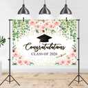 Congratulations Class of 2026 Backdrop 7x5ft Spring Pink Floral Graduation Party Photography Background Congrats Grad Class of 2026 Decorations Prom Party Banner Photo Studio Props