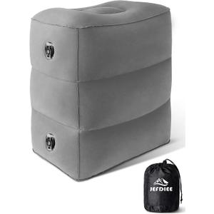 JefDiee Inflatable Foot Rest Pillow, Kids Airplane Bed, Adjustable 3 Layers Height Leg Rest Pillow, Airplane Travel Essentials Great for Office, Home, Trains, Cars