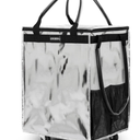 Large Reusable Grocery Bag on Wheels, Foldable Rolling Tote Bag with Detachable Roller (Silver)