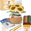 Ktmeor Crochet Kit for Beginners, Sunflower Crochet Starter Kit with Step-by-Step Video Tutorials, 40% Extra Practice Yarn