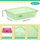 Zhehao 48 Pack Classroom Storage Baskets, Small Plastic Storage Baskets, Colorful Paper Organizer Trays, Pencil Crayon Pencil Containers for School Home Office Supplies, 13. 6" l x 10. 2" W x 3. 3" H