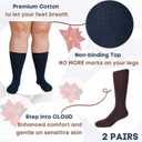 Extra Wide calf socks for women, Non-Binding wide open socks, Soft and Comfy, Stretchy Premium Cotton. 2 Pairs Size 7-12 (Navy Blue and Brown)