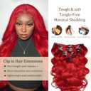 24 Inch Red Clip in Hair Extensions,Soft Real Human Hair 120g 7pcs,Brazilian Remy Sliver Clip ins for Women,Honey Red Clip ins Silky Body Wave Hair Extensions