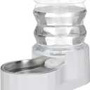 RIZZARI Pet Water Bowl Dispenser: 4L Automatic Stainless Steel Gravity Feeder - Large Capacity for 8-20 LB Cats and Dogs with Joint Spine Pain - for Kitchen Bedroom (White)