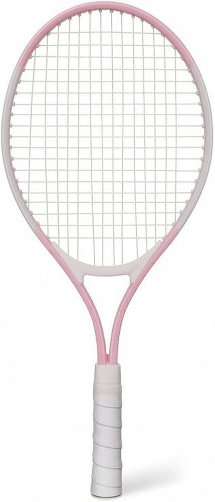 Junior Tennis Racquet Lightweight Aluminum Tennis Racquet Beginner-Friendly Athletic Gear for Children, Beginners, Indoor Training Backyard Pink White Handle-net Bag