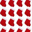 Cooraby 16 Pack Red Felt Christmas Stockings 9 Inches Xmas Fireplace Hanging Stockings Holiday Decorations Stockings for Christmas Decorations