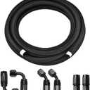 4AN Fuel Line Kit, AN4 10FT Nylon Stainless Steel Braided Oil Gas Fuel Hose CPE with 6 Pcs Swivel Hose End Fittings Adapter Kit - Black