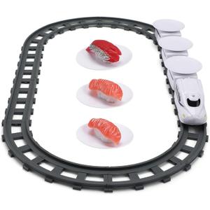 Toyvian Sushi Train Toys: Plastic Sushi Train for Dining Table, Interactive Rotating Railway Playset, Electric Track for Under Christmas Tree - Perfect for Kids Boys Girls (White)