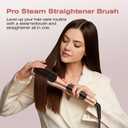 Steam Hair Straightener Brush, Steamline Pro 3 in 1 Straightening Brush, Curly & Frizzy Hair,Smooth Without Flattening, 5 Temp Settings & LED Display, Dual Voltage, Professional Tools, Elegant Orange