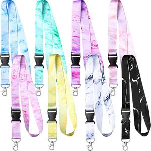 Outus 8 Pieces Key Lanyard ID Lanyards Neck Strap Key Chain Holder Wristlet Chain for Women Men (Marble Style)