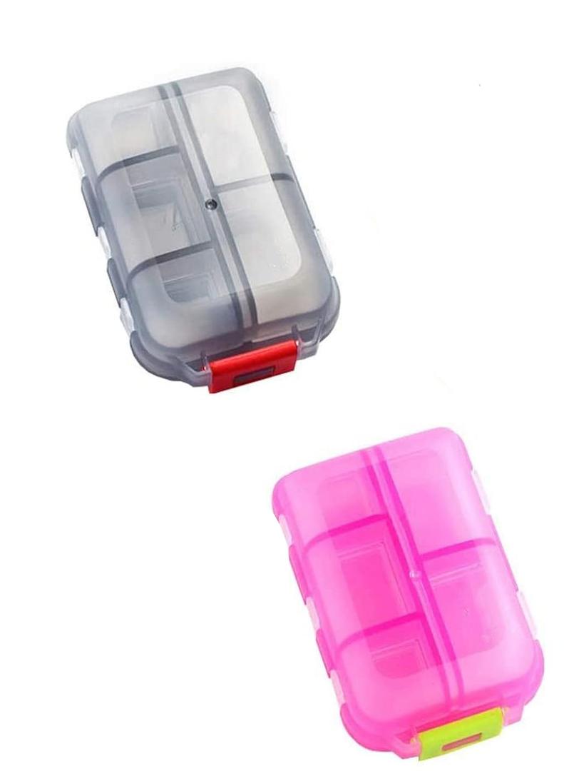 Homezo Pill Case, Homezo 10 Grids Pill Case, Portable Small Weekly Travel Pill Organizer, Portable Pocket Pill Box Pill Container (2Pcs)