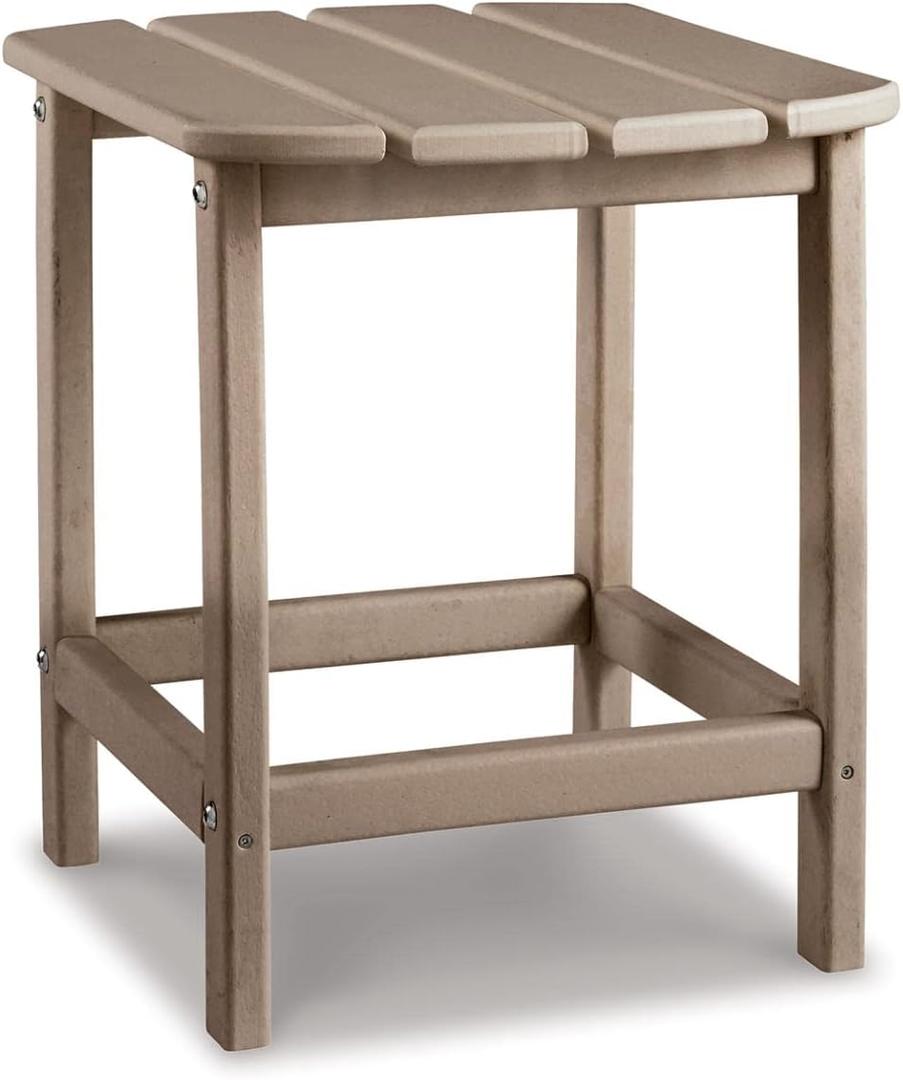 Signature Design by Ashley Sundown Treasure Outdoor Patio HDPE Weather Resistant End Table, Brown (Grey)