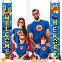 Chinco Hero Themed Party Decorations Welcome Heroes Porch Sign Door Banners Inspirational Cityscape Photography for Birthday Party Classroom Bedroom Baby Shower Wall Decor