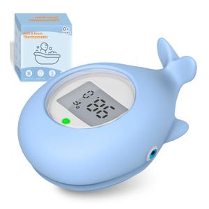Baby Bath Tub Thermometer for Infant, Bathtub Water Temperature Room Thermometer, Safety Floating Bathing Toy, Newborn Essentials, Gifts for Moms Infant - New Upgraded Waterproof