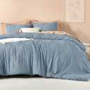 Litanika Grayish Blue Queen Comforter Set, 3 Pieces Tufted Boho Farmhouse Bedding Comforter Sets, Lightweight Fluffy Comforter Bed Set for All Season (90x90In Comforter and 2 Pillowcases) (Queen (90"x90"), 04 - Grayish Blue)