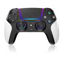 Wireless Controller for PS5 with RGB LED,TURBO, Dual Vibration, 6 Axis Gyro Sensor, Touchpad, Ergonomic for Playstation 5 Controller, Compatible with PlayStation 5/PC/Mac, Anti-Slip Black and White