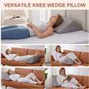 Bedluxe Knee Wedge Pillow, Memory Foam Leg Pillow Knee Pillow for Back Sleeping, Wedge Pillows for Legs Post Surgery, Triangle Pillow for Knee Support, Leg Elevation, Knees Hip Back Pain Relief, Grey