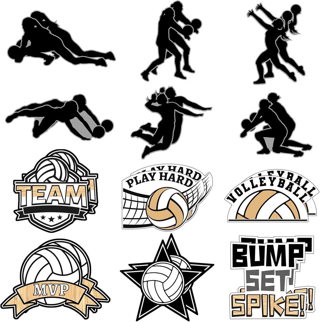 24 Pieces Large Size Volleyball Cutouts Volleyball Party Decorations 7-14 Inch Tall Sport Themed Gifts for Classroom Wall Bulletin Board Birthday Baby Shower Sport Decor
