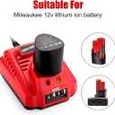 12V Rapid Charger 48-59-2401 Replacement Compatible with Mil-Waukee 12V Battery 48-11-2411, 48-11-2412, 48-11-2420, 48-11-2440, 48-11-2460 (Red)