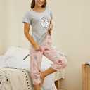 PNAEONG Women Pajama Set Sleepwear Tops with Capri Pants Casual and Fun Prints Pajama Sets, Medium
