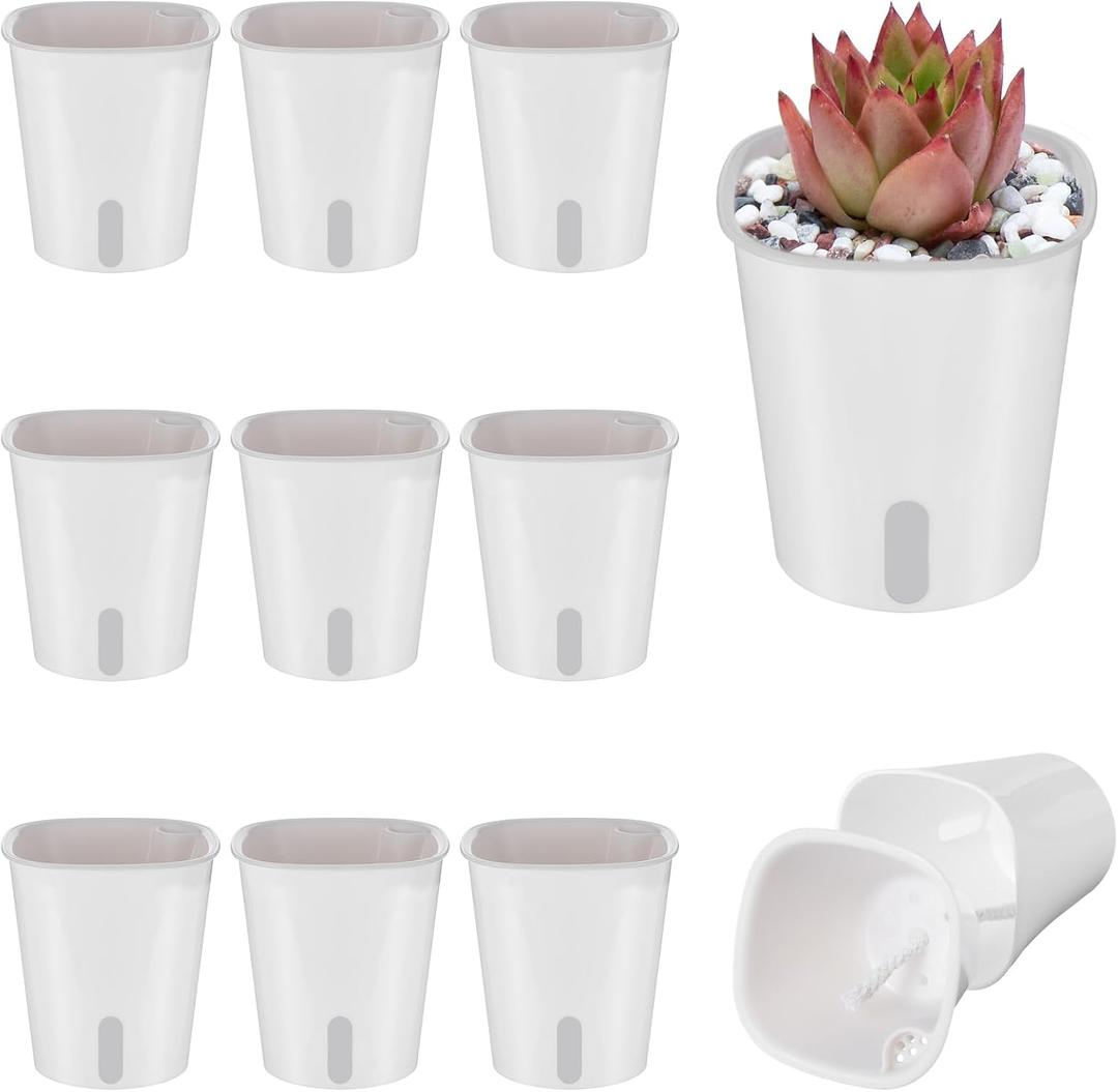4 Inch Self Watering Pots for Indoor Plants,10 Sets Self Watering Planter Pots with Visual Water Level Window and Multiple Vents, Self Watering Plant Pot for All House Plants, Flowers, Herbs