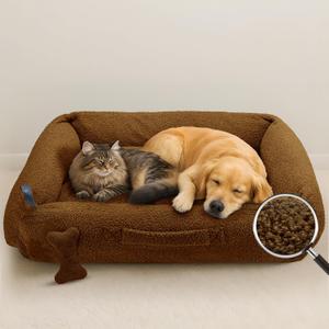 Sytopia Large Dog Bed 42'', Calming Donut Bed for Indoor Cats Large with Removable Washable Cover, Cozy Soft Round Pet Bed with Spine Support up to 60 lbs, Brown