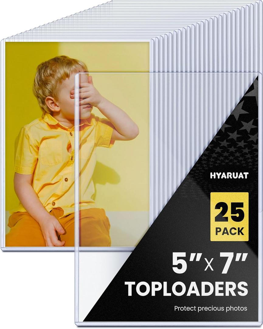 5x7 Toploader - Clear Rigid Photo Protectors for Your Precious Memories - Durable Hard Plastic Sleeves, 25 Pack