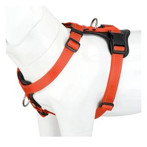 Plutus Pet Adjustable No Pull Dog Harness with Leather Accents, Heavy Duty Reflective Nylon Vest for Training, Hiking, Easy Walk Harness for Small, Medium, Large Dogs (Orange, M)