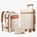Luggage Sets 3 Piece, Carry On Luggage 20 Inch With Spinner Wheels,PC Hardside Suitcase Set with TSA Lock,Durable Carry On Suitcase With Travel Backpack for Men (Beige, 3 piece set (20inch))