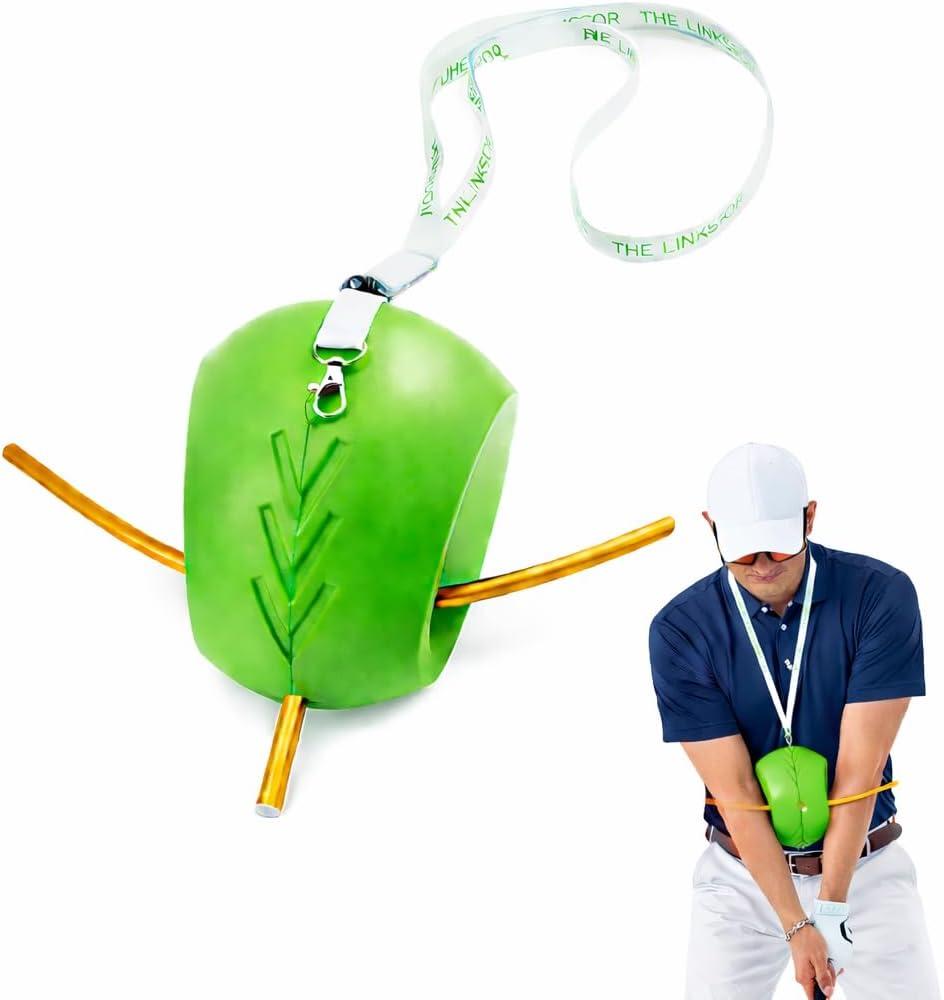 Golf Training Aid with Adjustable Neck Strap, Arm Connection Swing Trainer Ball with Alignment Stick Holes, Improve Swing Tempo, Swing Plane and Consistency, Golf Practice Equipment for Beginners&Pros