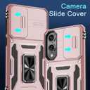 DEERLAMN Case for Samsung Galaxy S25 Edge with Slide Camera Cover+Screen Protector (1 Pack), Rotated Ring Kickstand Military Grade Shockproof Protective Cover-Rose Gold (S25 Edge-6.7 Inch)