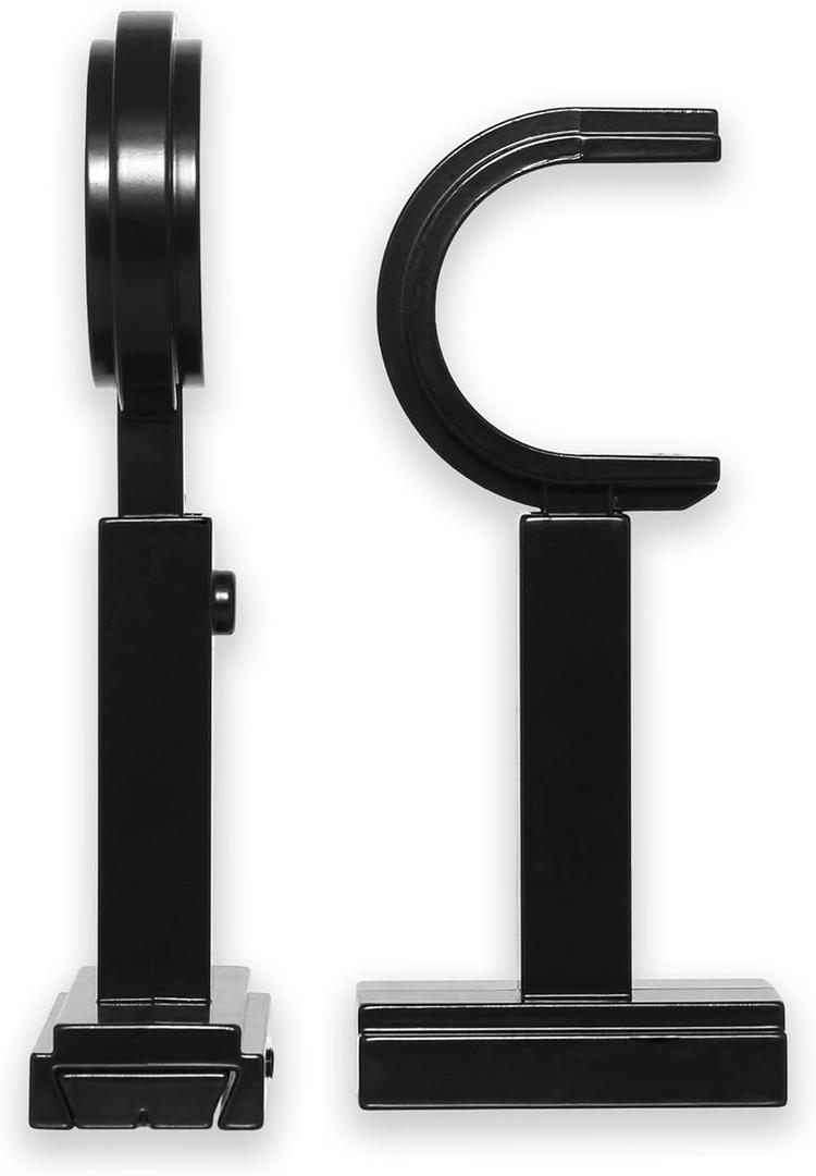 BlastHome Luxury Adjustable Curtain Rod Brackets  Premium Quality Heavy Metal Replacement Accessory  Signature Collection, Set of Two  Fits Up to 1 1/4" Diameter Curtain Rods  Tuxedo Black Finish