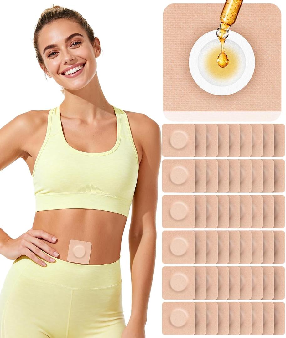54PCS Castor Oil Patches for Belly Button, Castor Oil Pack Wrap Disposable Self-Adhesive, Organic Cotton, Leak-Proof & Breathable, No Wash - Square, Beige