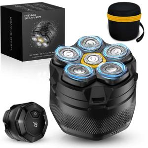 Head Shaver for Bald Men, 10,000 RPM High-Speed Electric Razor, Innovative 6D Magnetic Floating Heads, IPX8 Waterproof Wet/Dry Shaving Kit with LED Display & EVA Travel Case