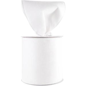 Meseey Velvet Wired Edge Ribbon, 4 Inch Width, Christmas Gift Wrapping Ribbon, Waterproof for Wreath DIY Crafts (White, 10 Yards)