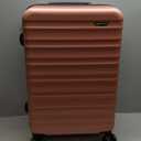 Amazon Basics 26" Hard side Medium Checked Luggage, Expandable Hard shell Suitcase with Telescoping Handle, Scratch-Resistant Surface, Four Multi-directional Wheels, Rose Gold