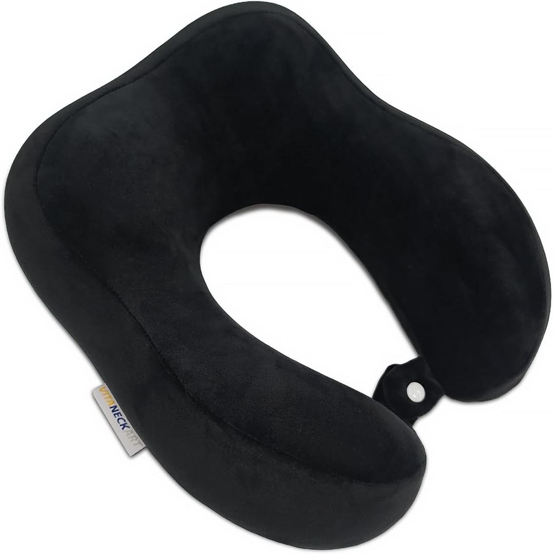 Hump Travel Pillow, High-end Memory Foam Neck Pillow, Double Support for Neck, Head and Chin, 360 Ergonomic Design Full Neck wrap Pillow, Suitable for Office, Airplane and car (Black)