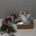 6 Ft Snowy Christmas Norfolk Pine Garlands with 20 Lights Battery Operated Christmas Garland 4 Pincushion 4 Pinecones 4 Red Berried 8 Xmas Balls for Mantel Fireplace Indoor Home Winter Decor